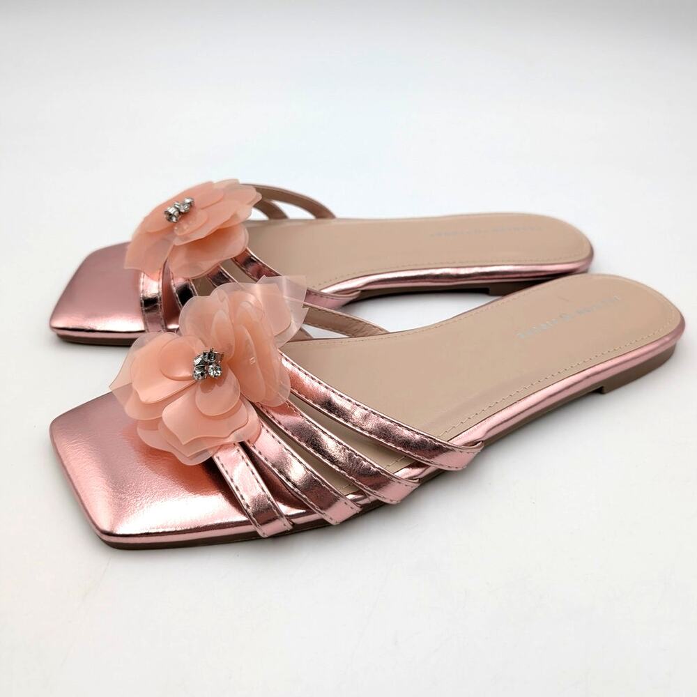 Fashion To Figure Shayla Flat Sandals Open Toe Women's Blush Pink Sz US9W EU39.5